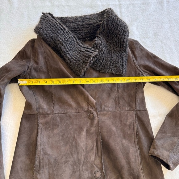 Gimo’s Suede Leather Shearling Brown Coat Size S - Picture 11 of 12